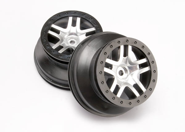 Traxxas 6872 — Traxxas 6872 SCT Satin Chrome & Black Split-Spoke Wheels (2)