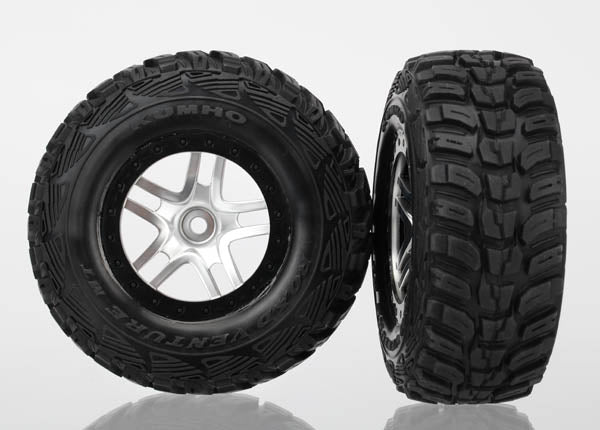 Traxxas 6874R — Traxxas 6874R Satin Chrome & Black Wheels w/ S1 Kumho Tires (2)