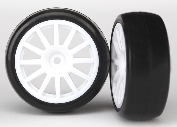 Traxxas 7572 — Traxxas 7572 LaTrax Rally White 12-Spoke wheels w/ Slick Tires (2)