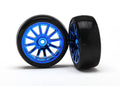 Traxxas 7573R — Traxxas 7573R LaTrax Blue Chrome 12-Spoke wheels w/ Slick Tires (2)