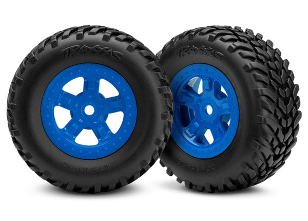 Traxxas 7674 — Traxxas 7674 Blue 5-Spoke wheels with SCT Tires (2)