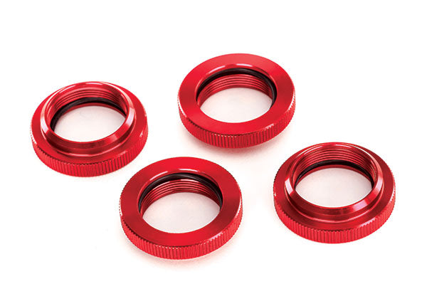 Traxxas 7767R — Traxxas 7767R Red Aluminum GTX Shock Spring Retainers (4)