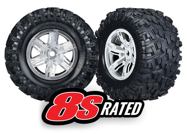 Traxxas 7772R — Traxxas 7772R X-Maxx Chrome Wheels w/ Maxx AT Tires (2)