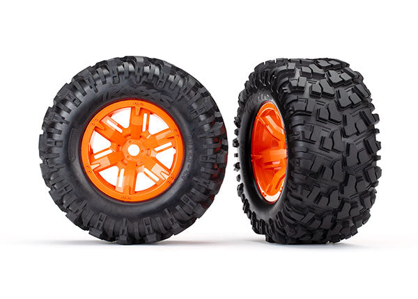 Traxxas 7772T — Traxxas 7772T X-Maxx Orange Wheels w/ Maxx AT Tires (2)