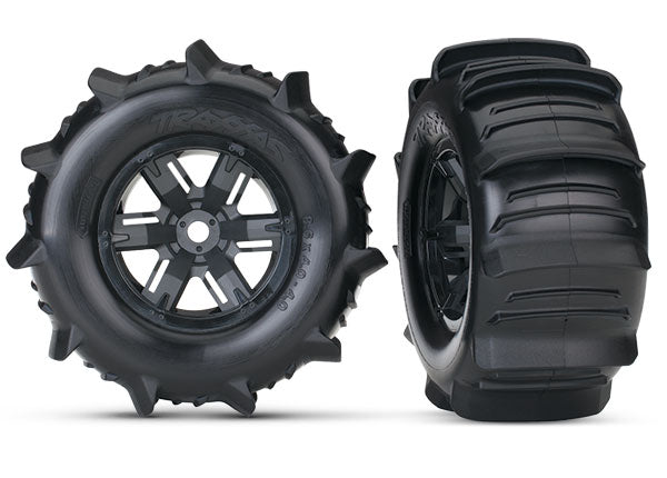 Traxxas 7773 — Traxxas 7773 X-Maxx Black Wheels w/ Paddle Tires (2)