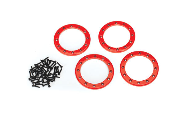 Traxxas 8168R — Traxxas 8168R 2.2" Red Aluminum Beadlock Rings w/ Screws (4)