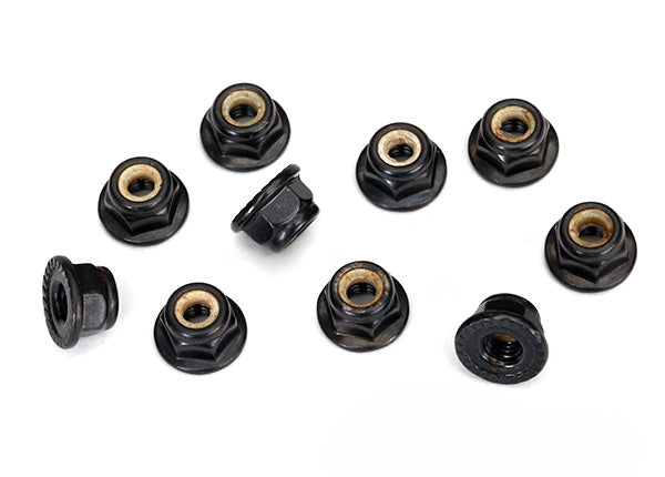 Traxxas 8347 — Traxxas 8347 Black 4 mm Flanged Nylon Locking Nuts (10)
