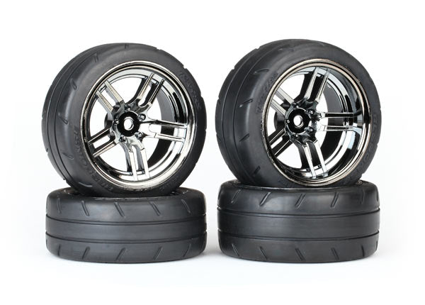 Traxxas 8375 — Traxxas 8375 1.9" Black Chrome Wheels & Response Tires (4)