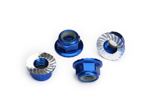 Traxxas 8447X — Traxxas 8447X 5 mm Blue Aluminum Serrated Lock Nuts (4)