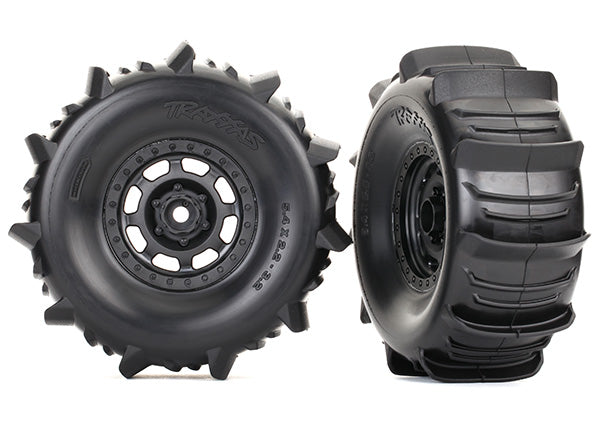 Traxxas 8475 — Traxxas 8475 Desert Racer Black Wheels w/ Paddle Tires (2)