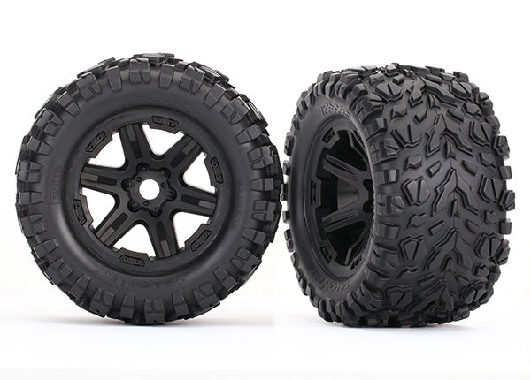 Traxxas 8672 — Traxxas 8672 3.8" Black 6-Spoke Wheels w/ Talon EXT Tires (2)